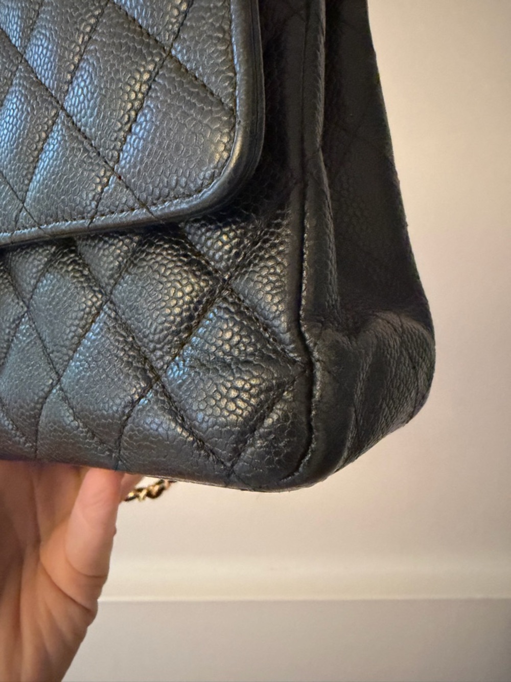 CHANEL Classic Medium Double Flap Caviar Leather Bag with Gold Hardware - Picture 16 of 16